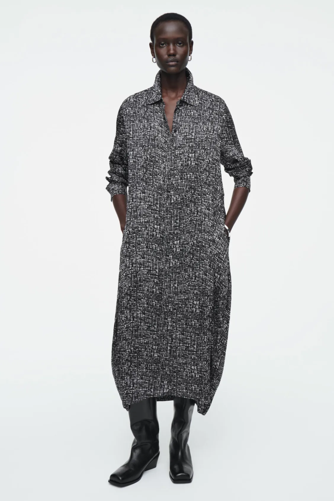 COS ABSTRACT CHECKED SHIRT DRESS-Women Dresses & Jumpsuits