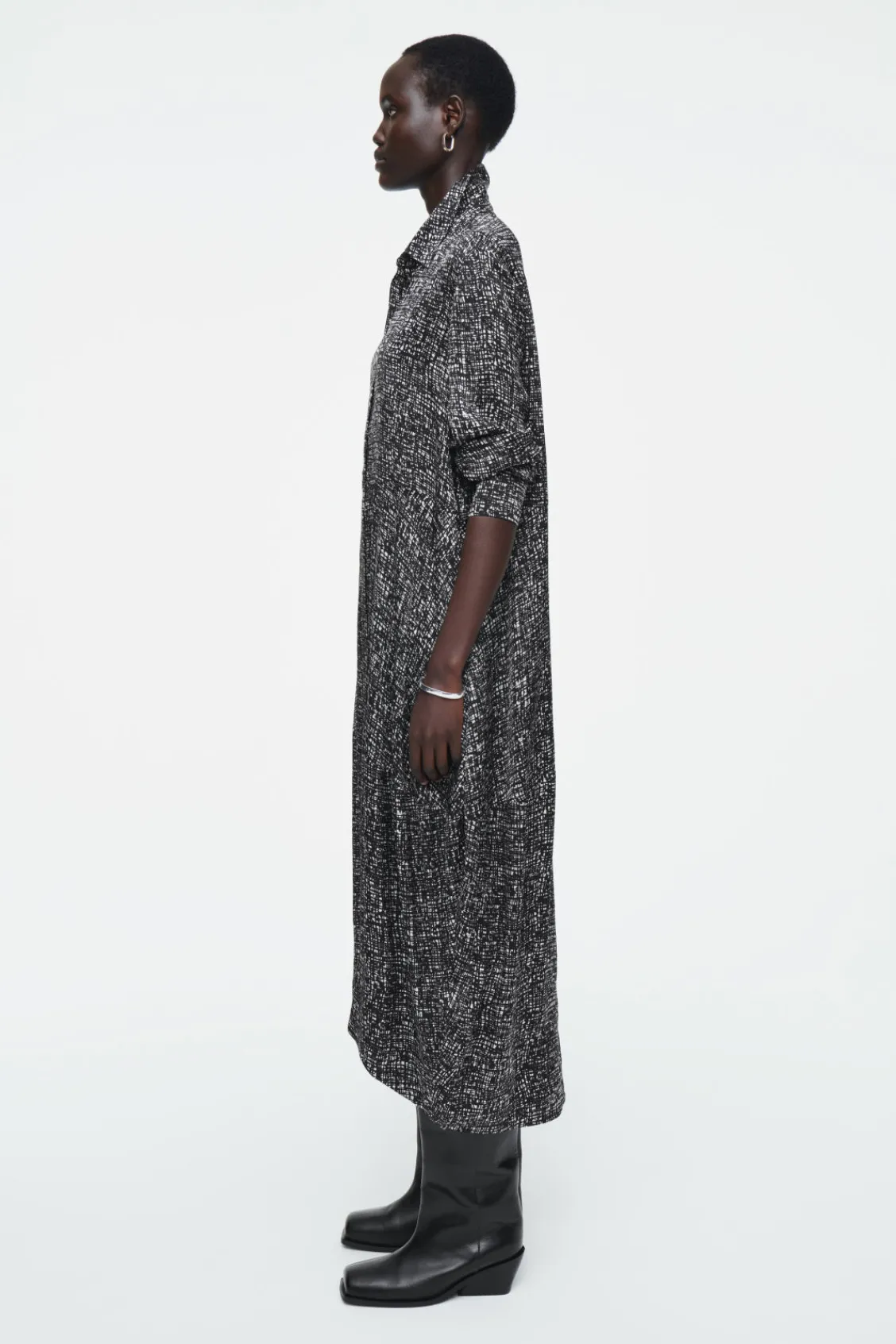 COS ABSTRACT CHECKED SHIRT DRESS-Women Dresses & Jumpsuits
