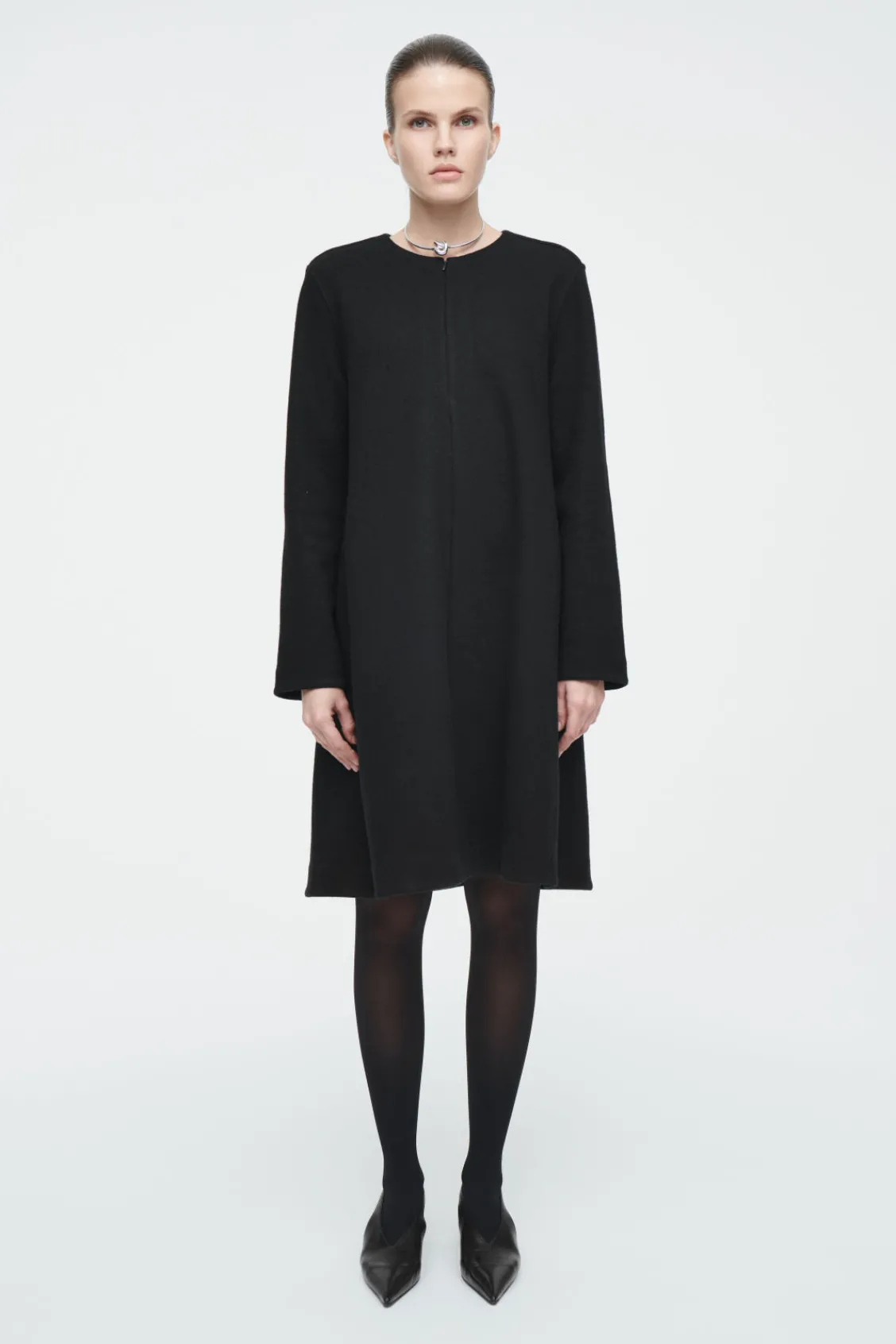 COS A-LINE BOILED-WOOL MINI DRESS-Women Dresses & Jumpsuits