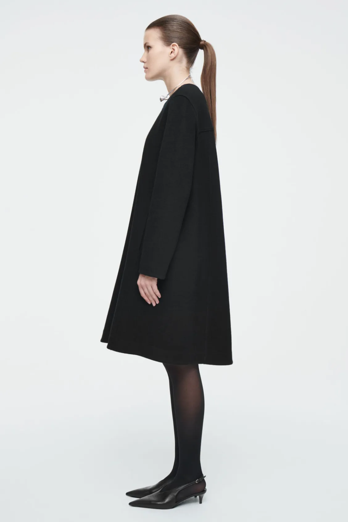 COS A-LINE BOILED-WOOL MINI DRESS-Women Dresses & Jumpsuits