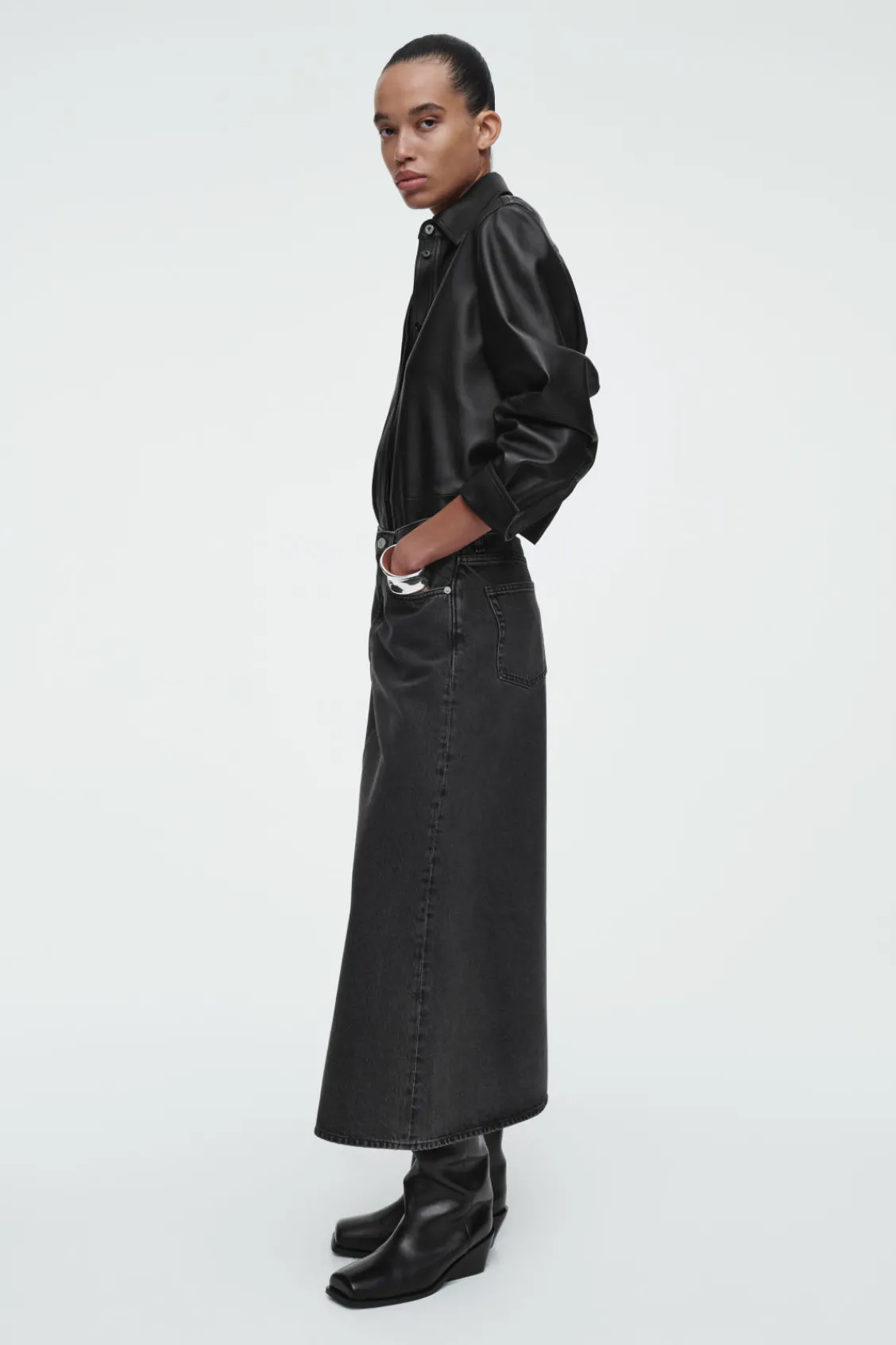 COS A-LINE DENIM MIDI SKIRT-Women Skirts