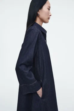 COS A-LINE DENIM MINI SHIRT DRESS-Women Dresses & Jumpsuits