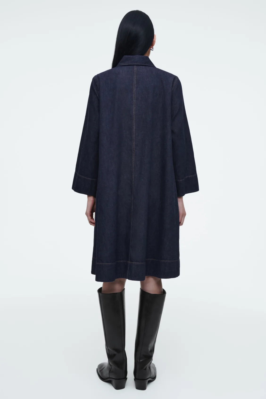 COS A-LINE DENIM MINI SHIRT DRESS-Women Dresses & Jumpsuits