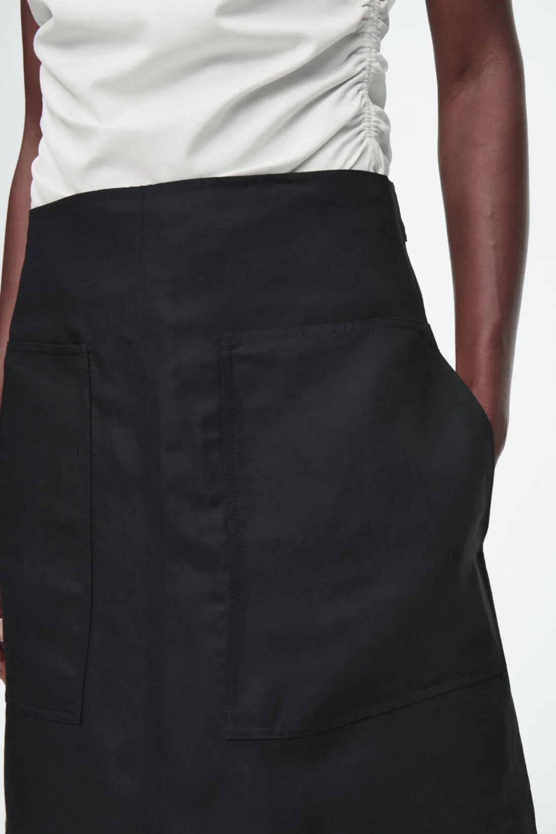 COS A-LINE LINEN MINI SKIRT-Women Skirts