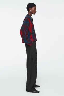 COS ARGYLE WOOL POLO SWEATER-Women Sweaters & Cardigans