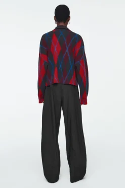 COS ARGYLE WOOL POLO SWEATER-Women Sweaters & Cardigans