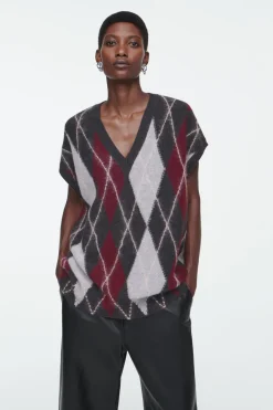 COS ARGYLE WOOL TANK-Women Tops | Sweaters & Cardigans