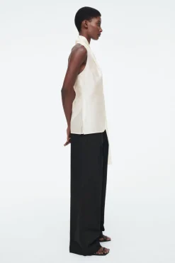 COS ASYMMETRIC BROOCH-DETAIL BLOUSE-Women Shirts & Blouses | Tops