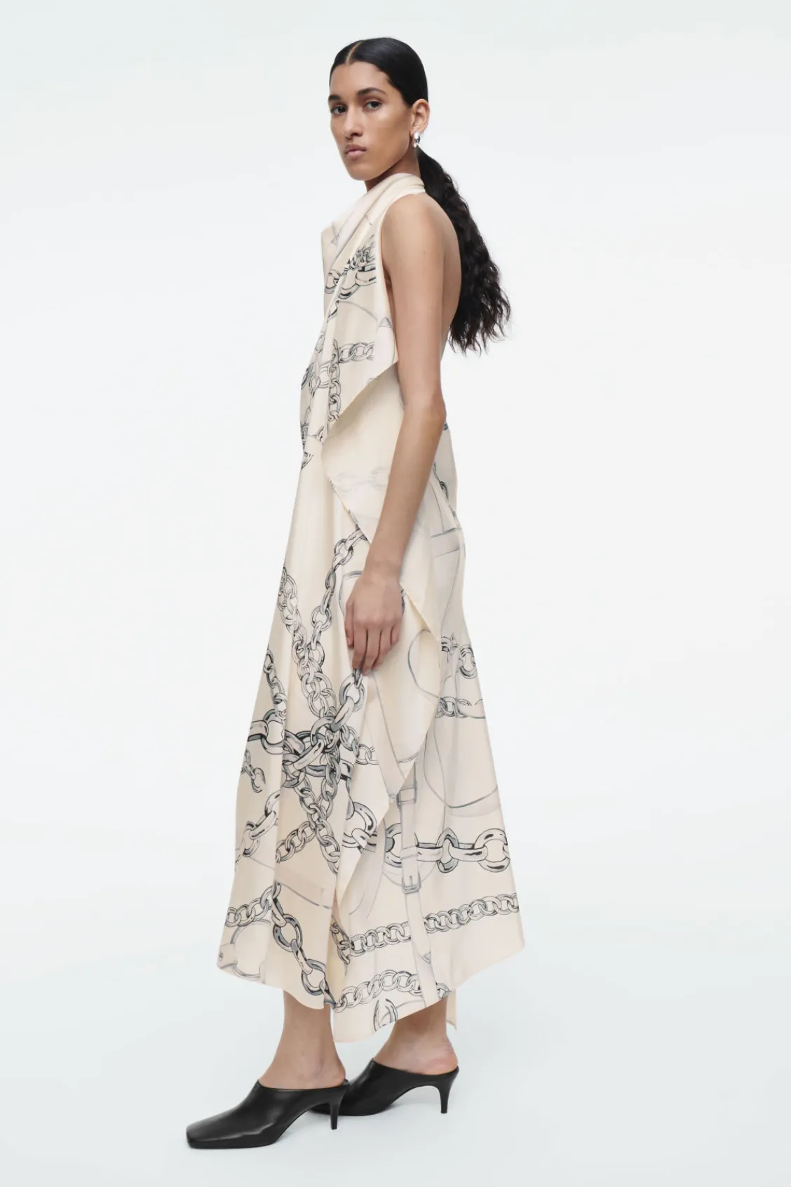 COS ASYMMETRIC CHAIN-PRINT MIDI DRESS-Women Dresses & Jumpsuits