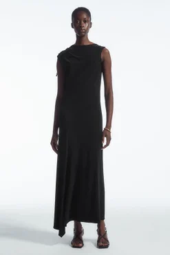 COS ASYMMETRIC COWL-NECK MAXI DRESS-Women Dresses & Jumpsuits