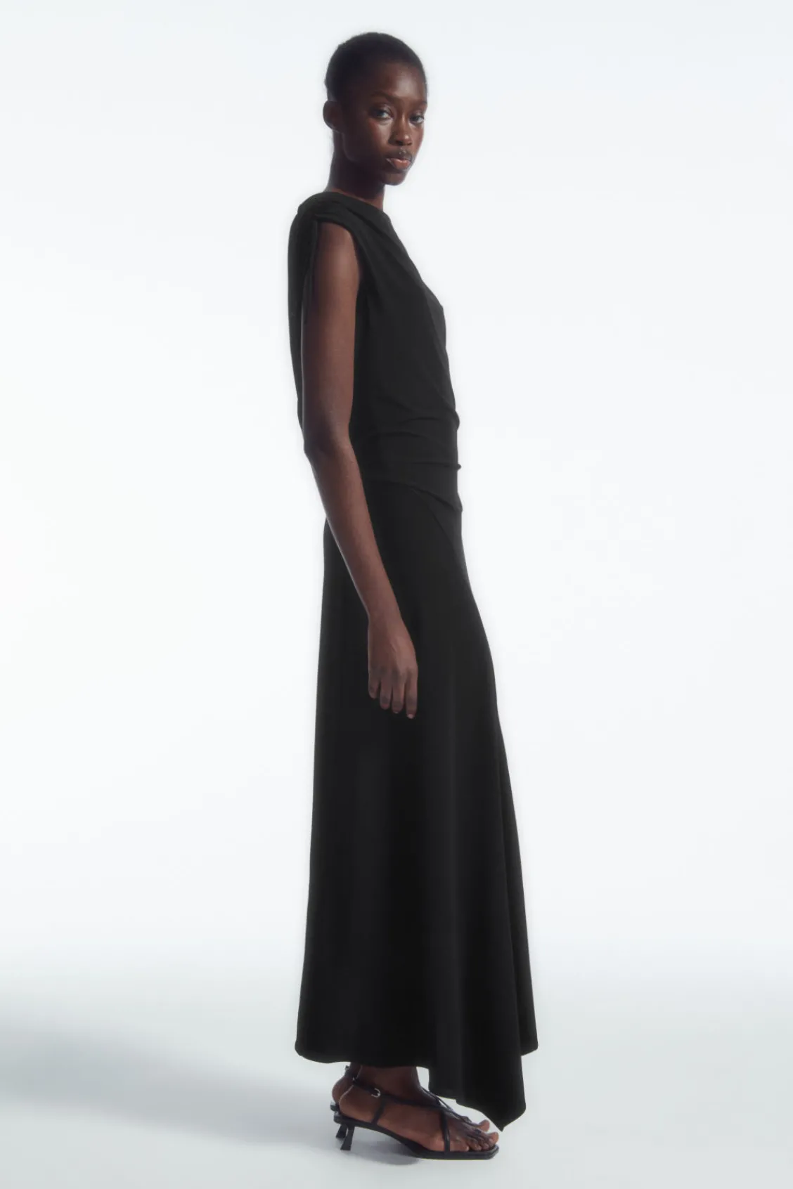 COS ASYMMETRIC COWL-NECK MAXI DRESS-Women Dresses & Jumpsuits