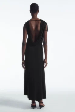 COS ASYMMETRIC COWL-NECK MAXI DRESS-Women Dresses & Jumpsuits