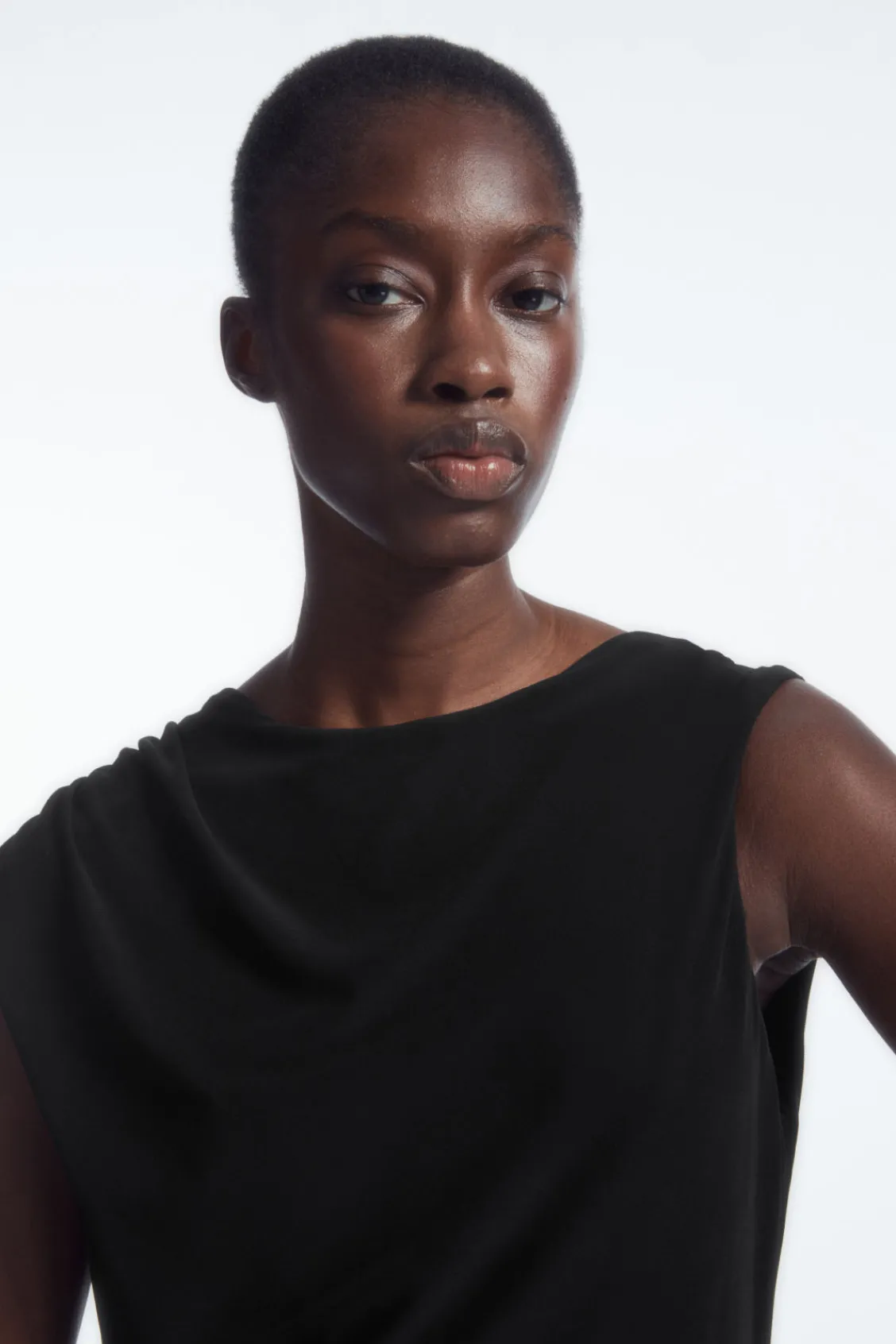 COS ASYMMETRIC COWL-NECK MAXI DRESS-Women Dresses & Jumpsuits