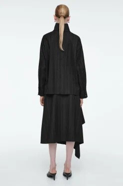 COS ASYMMETRIC PINSTRIPED WOOL SKIRT-Women Vests & Tailoring | Skirts