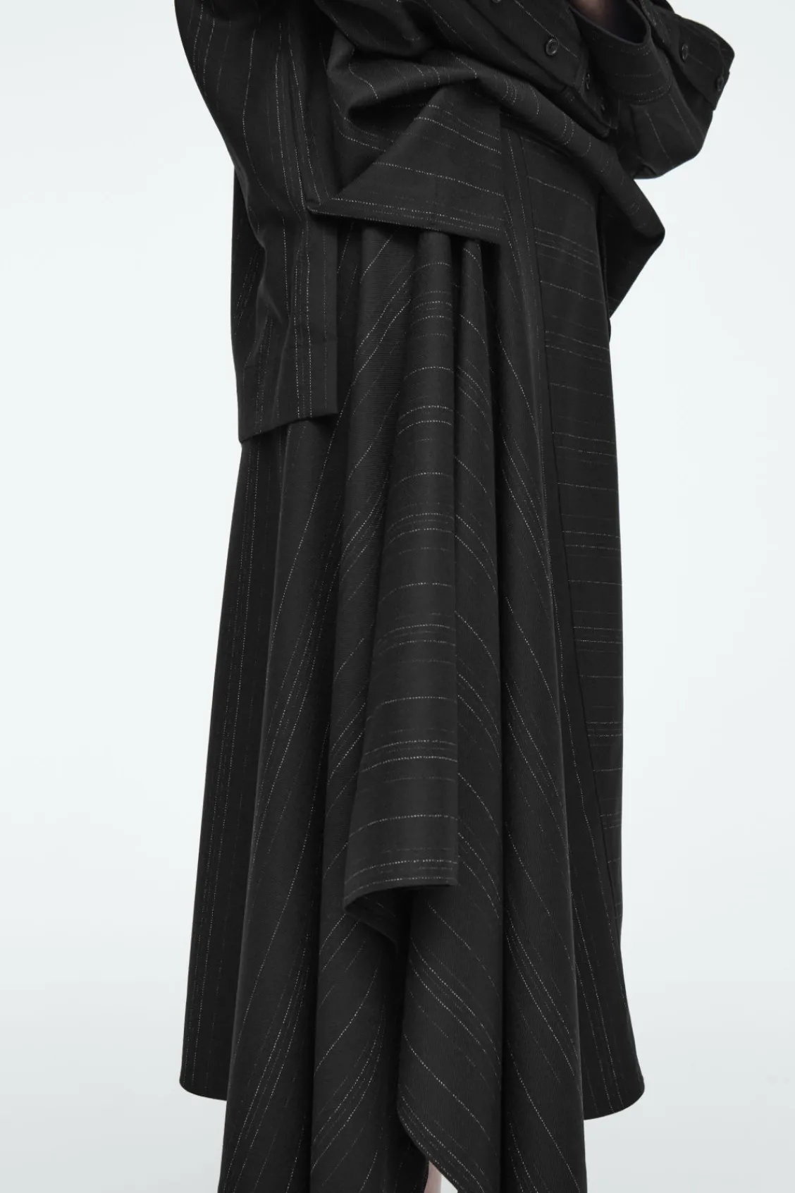 COS ASYMMETRIC PINSTRIPED WOOL SKIRT-Women Vests & Tailoring | Skirts