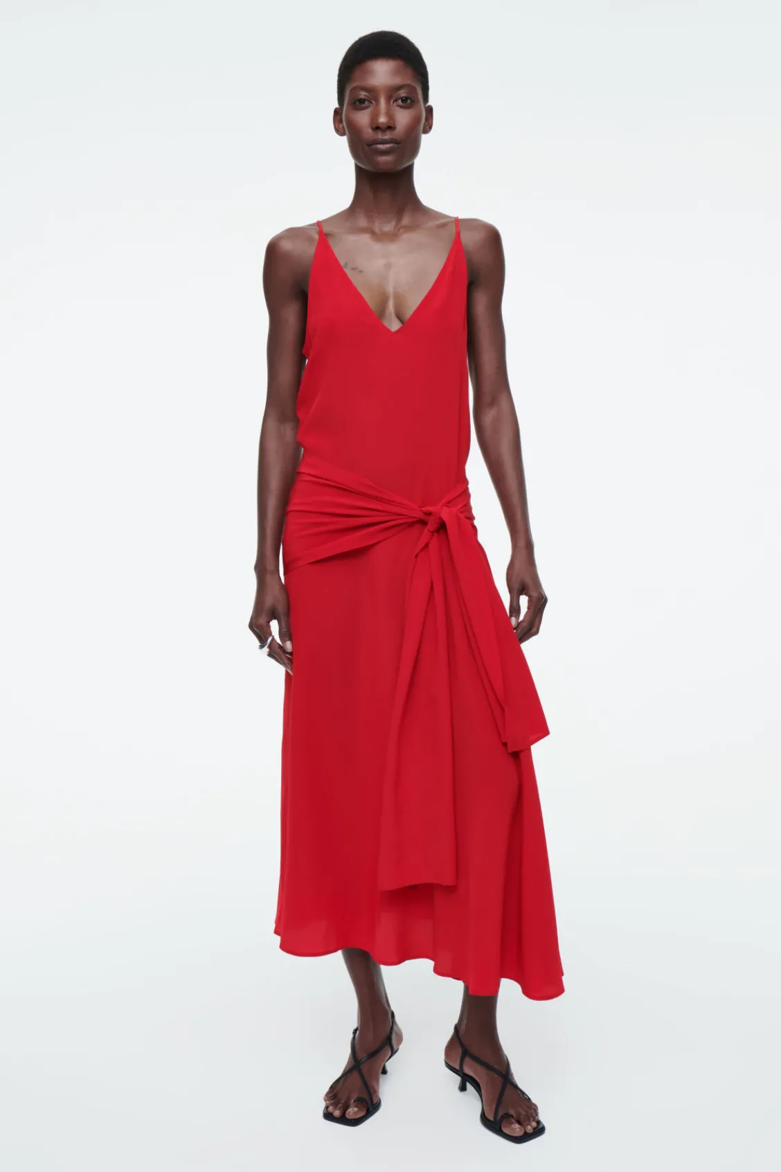 COS ASYMMETRIC TIE-WAIST SILK DRESS-Women Dresses & Jumpsuits