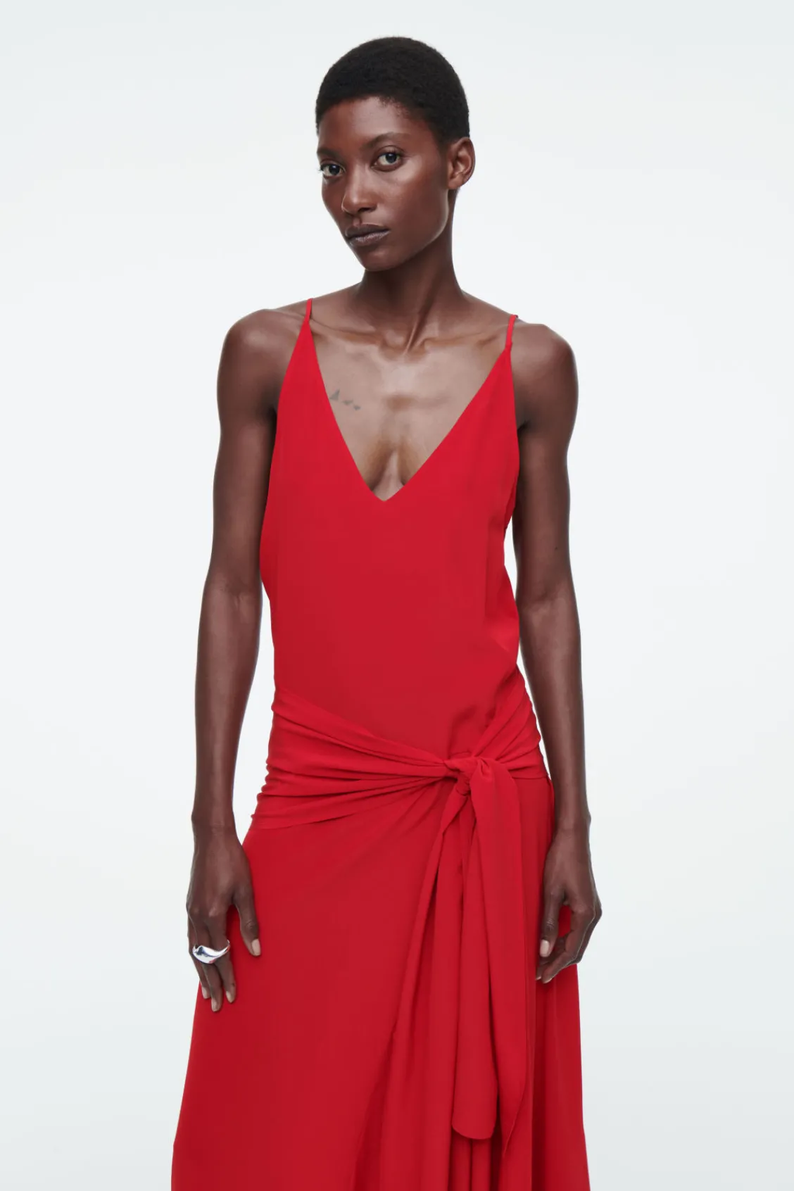 COS ASYMMETRIC TIE-WAIST SILK DRESS-Women Dresses & Jumpsuits