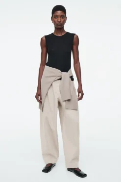 COS BARREL-LEG COTTON PANTS-Women Pants