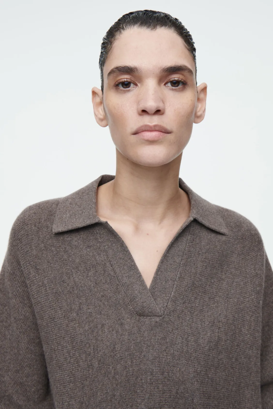 COS BATWING-SLEEVE WOOL POLO SWEATER-Women Sweaters & Cardigans