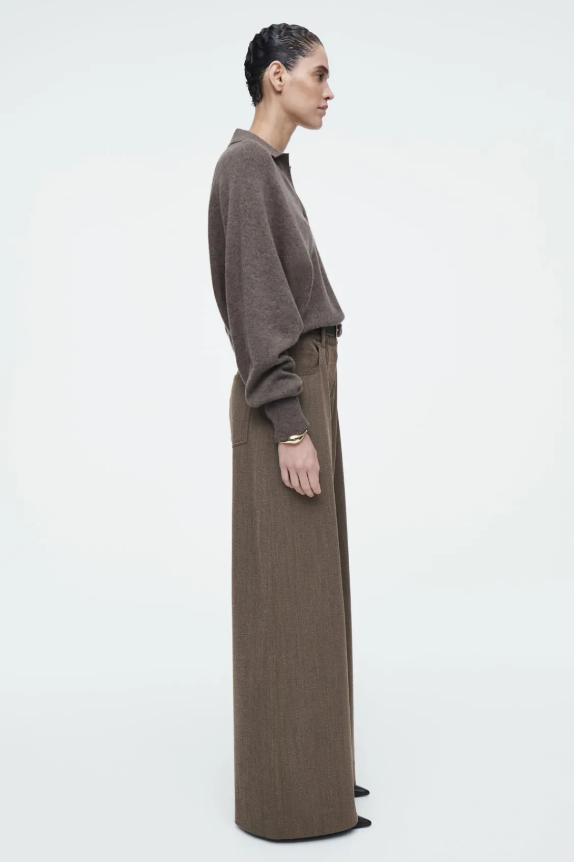 COS BATWING-SLEEVE WOOL POLO SWEATER-Women Sweaters & Cardigans