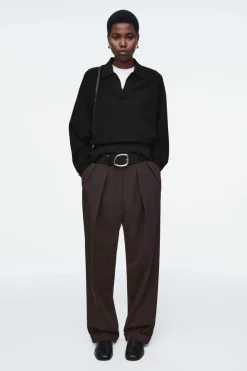 COS BATWING-SLEEVE WOOL POLO SWEATER-Women Sweaters & Cardigans