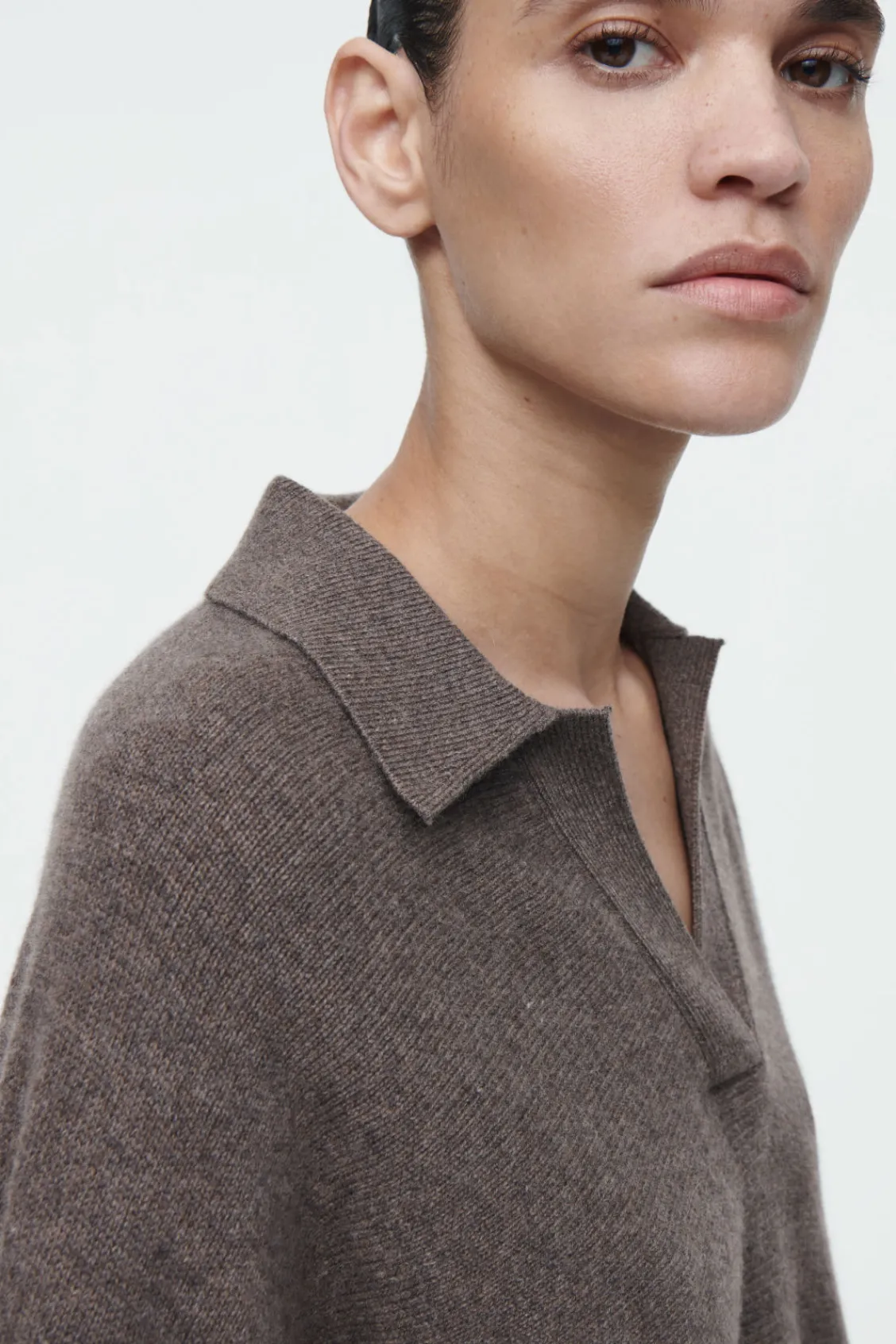 COS BATWING-SLEEVE WOOL POLO SWEATER-Women Sweaters & Cardigans