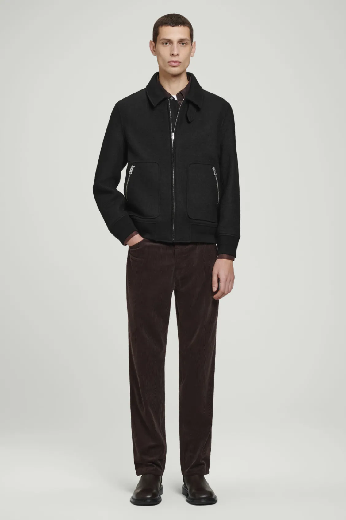 COS BOILED MERINO WOOL AVIATOR JACKET- Coats & Jackets