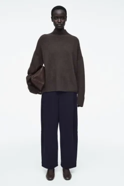COS BOILED-WOOL BARREL-LEG PANTS-Women Pants