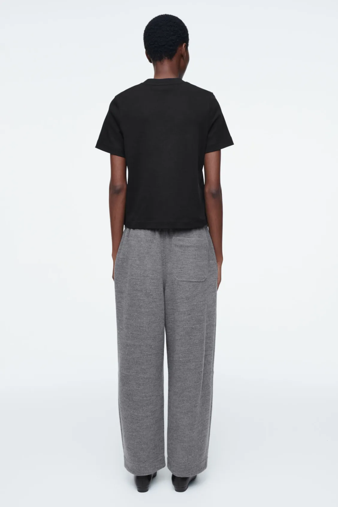COS BOILED-WOOL BARREL-LEG PANTS-Women Pants