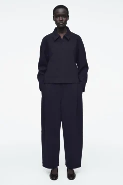 COS BOILED-WOOL BARREL-LEG PANTS-Women Pants