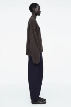 COS BOILED-WOOL BARREL-LEG PANTS-Women Pants