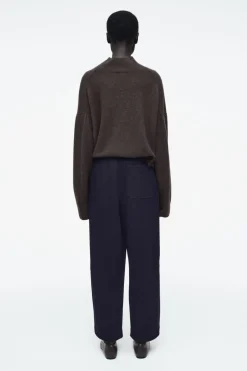 COS BOILED-WOOL BARREL-LEG PANTS-Women Pants