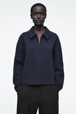 COS BOILED-WOOL ZIP-UP CARDIGAN-Women Sweaters & Cardigans