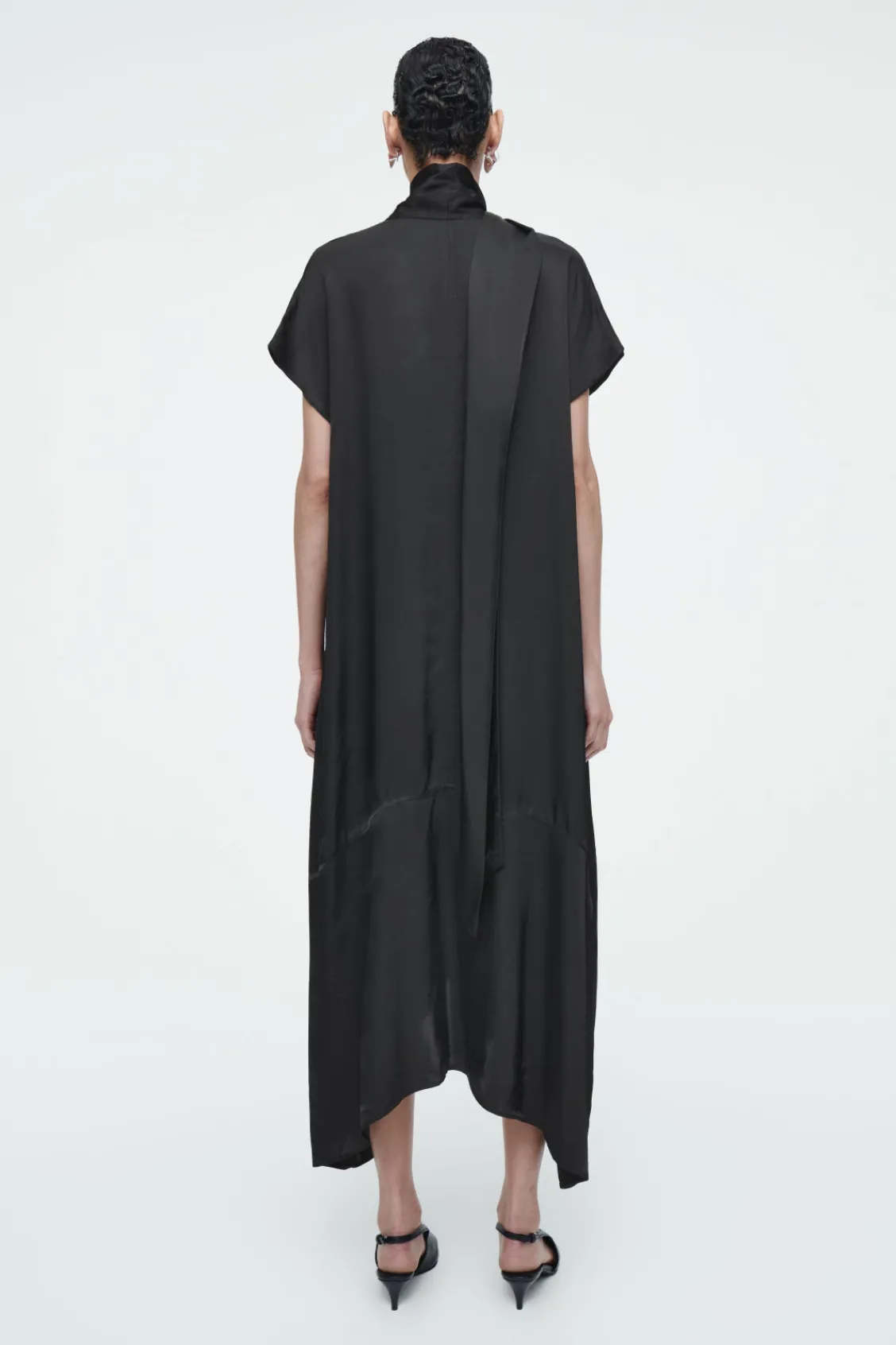 COS BOW-DETAIL ASYMMETRIC MIDI DRESS-Women Dresses & Jumpsuits