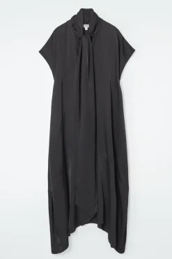 COS BOW-DETAIL ASYMMETRIC MIDI DRESS-Women Dresses & Jumpsuits