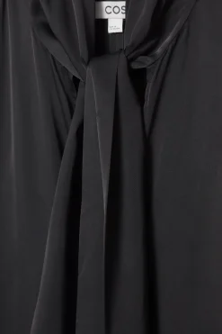 COS BOW-DETAIL ASYMMETRIC MIDI DRESS-Women Dresses & Jumpsuits