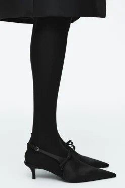 COS BOW-DETAIL POINTED SATIN SLINGBACK PUMPS-Women Shoes