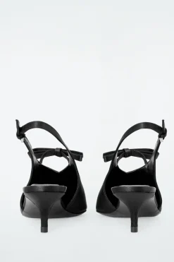 COS BOW-DETAIL POINTED SATIN SLINGBACK PUMPS-Women Shoes