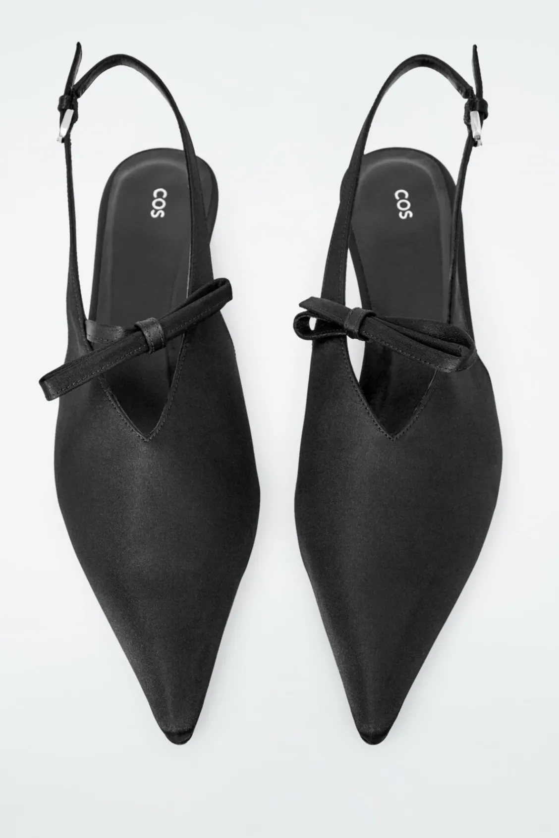 COS BOW-DETAIL POINTED SATIN SLINGBACK PUMPS-Women Shoes