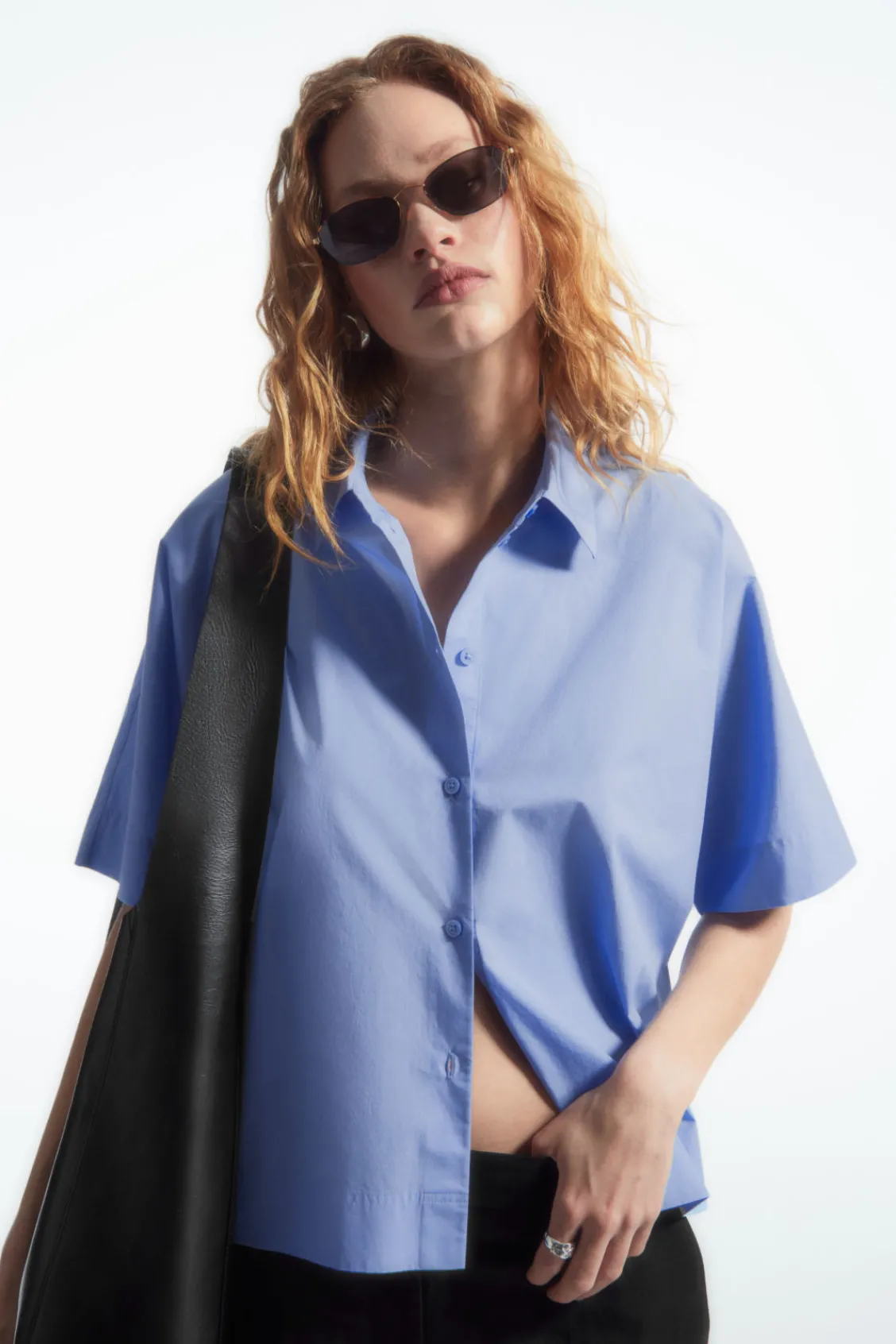COS BOXY SHORT-SLEEVED POPLIN SHIRT-Women Shirts & Blouses | Tops