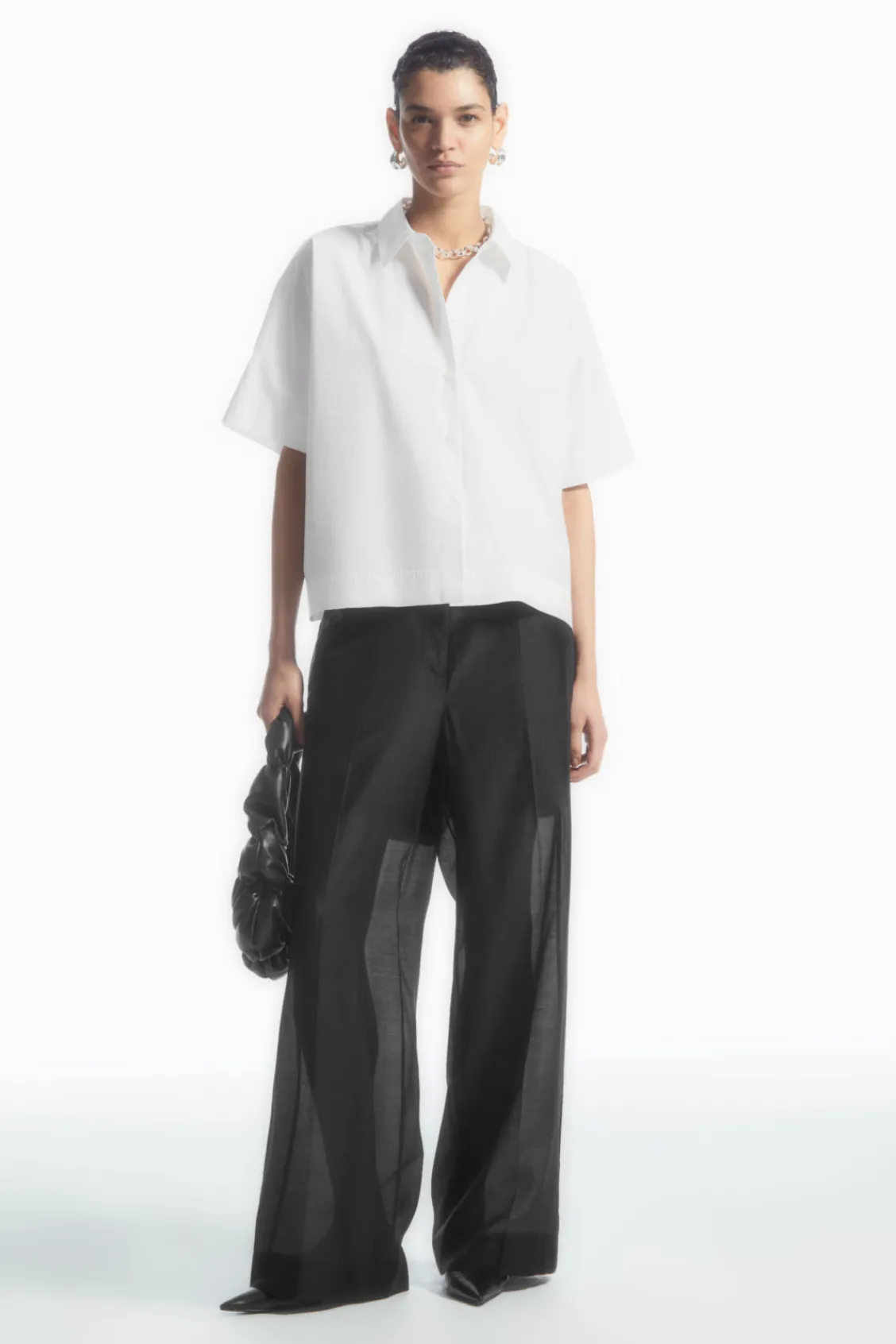 COS BOXY SHORT-SLEEVED POPLIN SHIRT-Women Shirts & Blouses | Tops