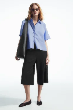 COS BOXY SHORT-SLEEVED POPLIN SHIRT-Women Shirts & Blouses | Tops