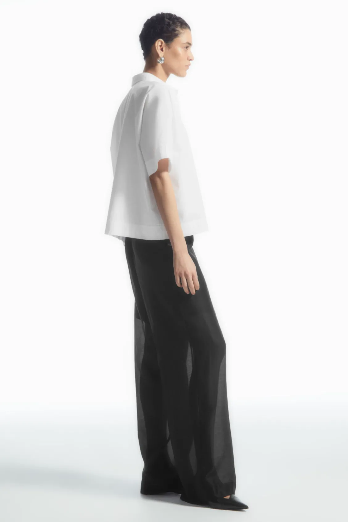 COS BOXY SHORT-SLEEVED POPLIN SHIRT-Women Shirts & Blouses | Tops