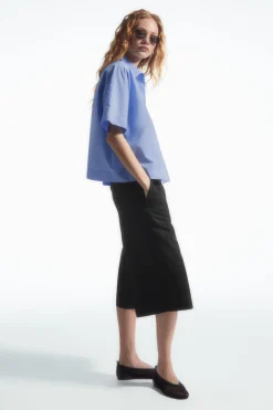 COS BOXY SHORT-SLEEVED POPLIN SHIRT-Women Shirts & Blouses | Tops