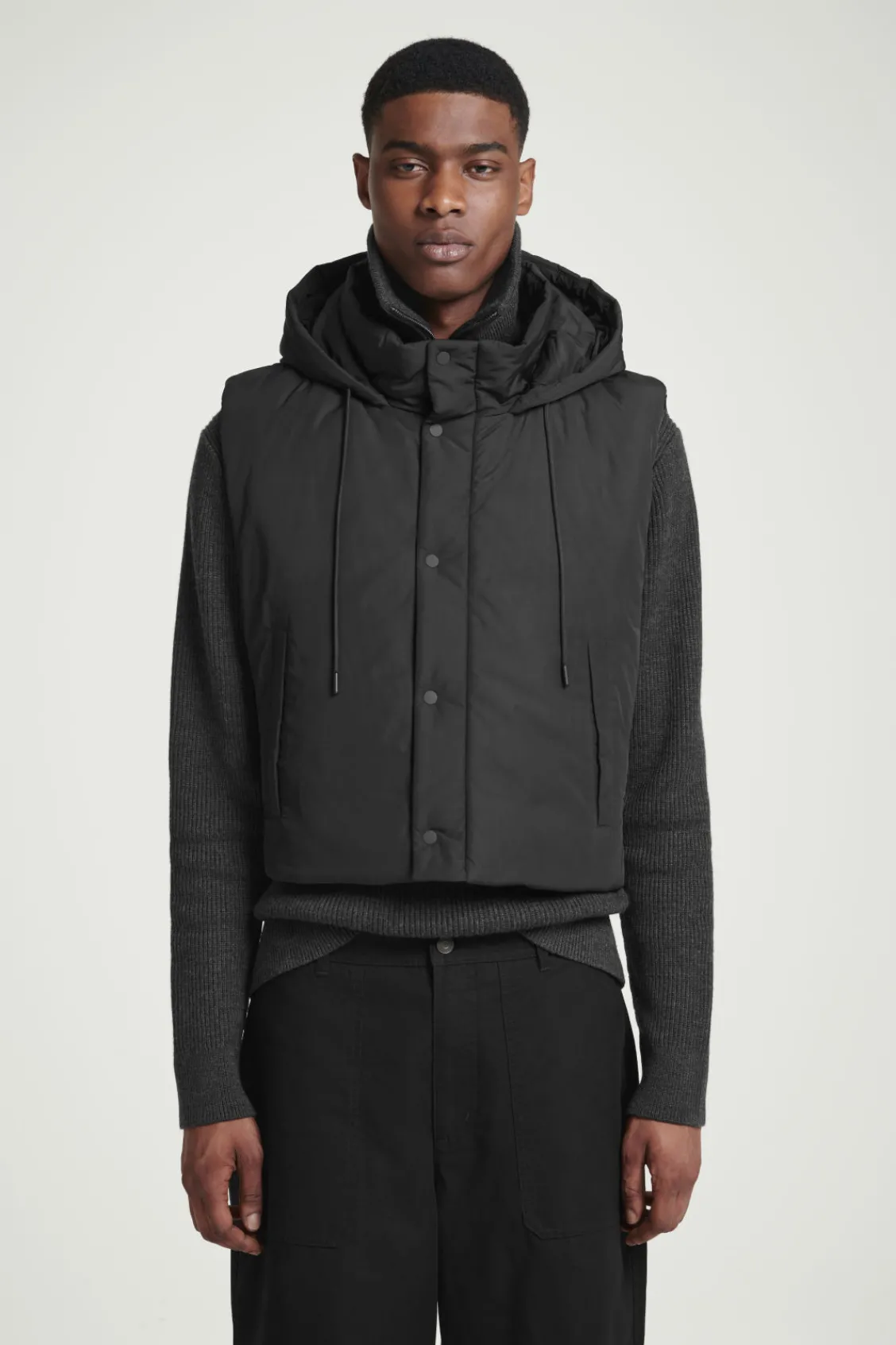 COS BUCKLED-SIDE PADDED HOODED VEST- Hats & Scarves | Coats & Jackets