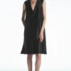 COS BUTTON-DETAIL WOOL-BLEND DRESS-Women Dresses & Jumpsuits