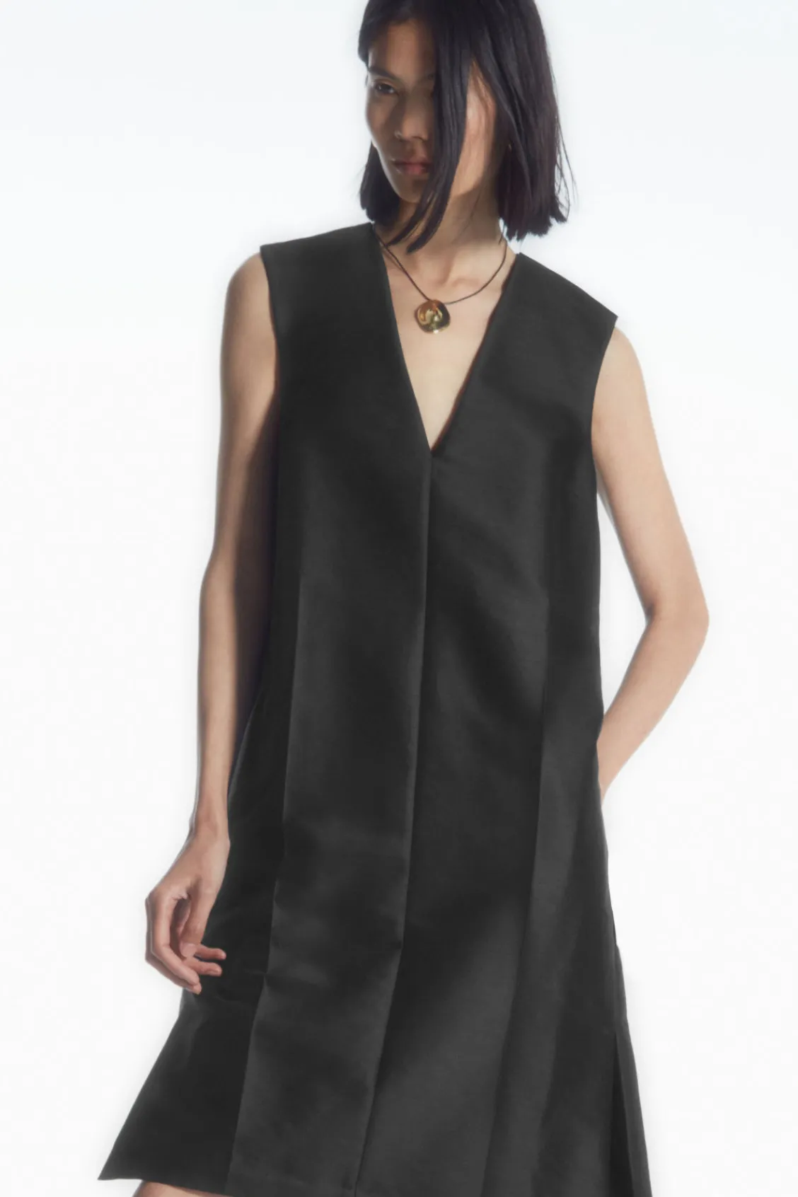 COS BUTTON-DETAIL WOOL-BLEND DRESS-Women Dresses & Jumpsuits