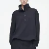 COS BUTTONED FUNNEL-NECK TOP-Women Shirts & Blouses | Tops