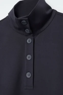 COS BUTTONED FUNNEL-NECK TOP-Women Shirts & Blouses | Tops