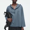 COS BUTTONED LIGHTWEIGHT JERSEY HOODIE-Women Tops